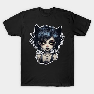 Goth Waifu Cat Girl T-Shirt